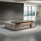 Luxury Office Desk with Light Aesthetic — Modern Simple Design for High-End Study thumbnail 1