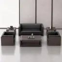 Compact Modern Guest Office Sofa – Genuine Leather, Black thumbnail 4