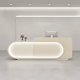 Minimalist Cream Rounded Reception Desk - Maoters thumbnail 2