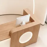 Modern Wood Reception Desk with Round Accent - Maoters thumbnail 10