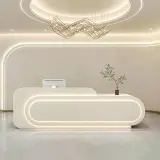 Minimalist Long Curved LED Front Desk - Maoters thumbnail 2