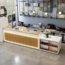 Coffee Shop Wood Slat Reception Desk - Maoters thumbnail 2