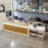 Coffee Shop Wood Slat Reception Desk - Maoters thumbnail 2