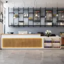 Coffee Shop Wood Slat Reception Desk - Maoters thumbnail 2