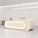 Minimalist Cream Rounded Reception Desk - Maoters thumbnail 2