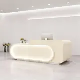 Minimalist Cream Rounded Reception Desk - Maoters thumbnail 2