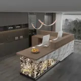 Modern Stone-Texture Reception Desk with Wood Top - Maoters thumbnail 2