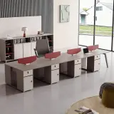 Wood Tone Partition Staff Work Desk - Maoters thumbnail 2