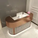 Modern Curved Fluted Reception Desk - Maoters thumbnail 3