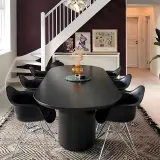 Modern Rounded Conference Table with Pedestal Base - Maoters thumbnail 2