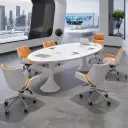White Oval Small Negotiation Table - Maoters thumbnail 4
