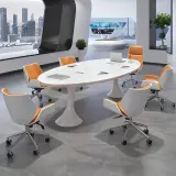 White Oval Small Negotiation Table - Maoters thumbnail 4