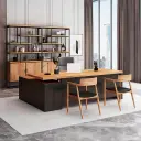 Industrial-Style Solid Wood Executive Desk - Maoters thumbnail 2