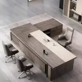 L-Shaped Executive Desk with Drawer & Storage thumbnail 4