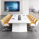 Large Rectangular White Lacquered Conference Table – Maoters thumbnail 3