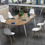 Modern Rounded Rectangular Wood Conference Table - Maoters thumbnail 2