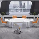 White Oval Small Negotiation Table - Maoters thumbnail 3