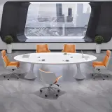 White Oval Small Negotiation Table - Maoters thumbnail 3