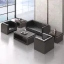 Compact Modern Guest Office Sofa – Genuine Leather, Black thumbnail 2