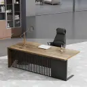 Industrial-Style Wood Executive Desk - Maoters thumbnail 4