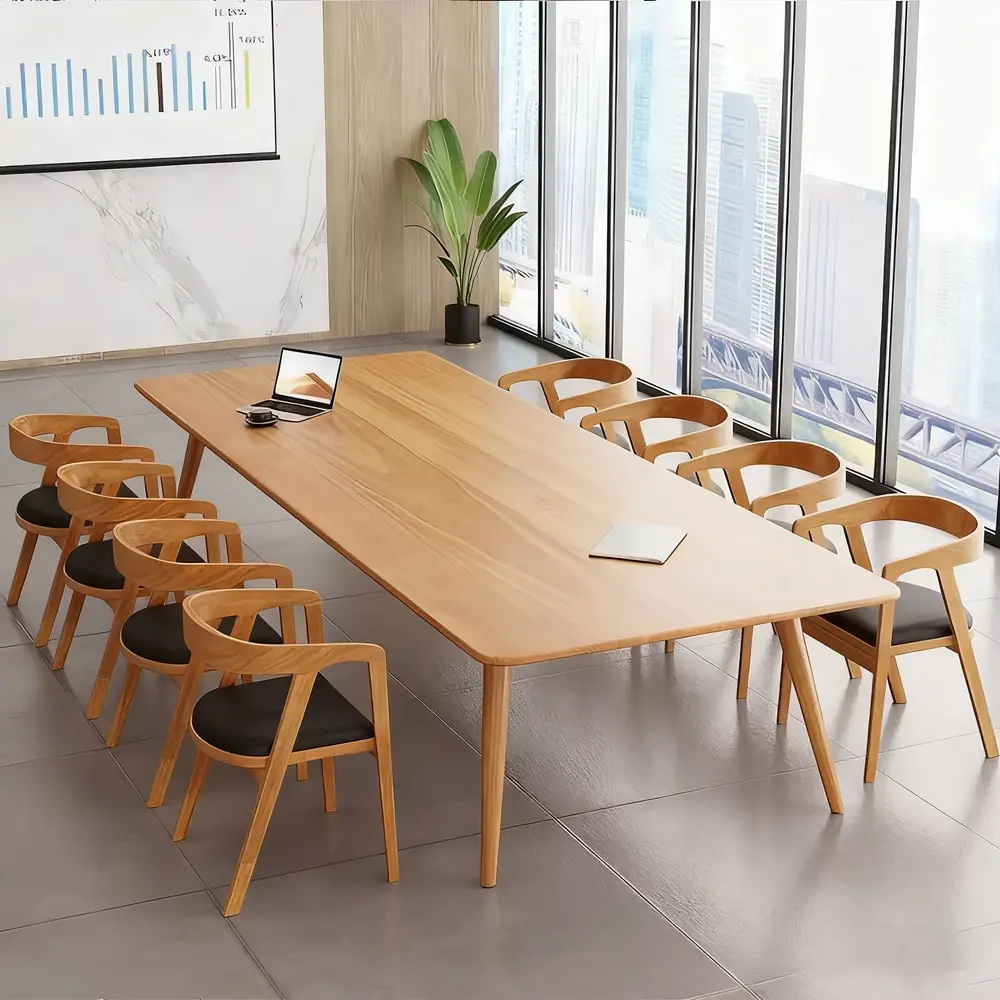 Modern Office Meeting Room Sleek Wood Conference Table - Maoters