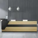 Modern Asymmetrical Wood Front Desk - Maoters thumbnail 1