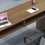 Modern Wood Office Desk with Open Shelf - Maoters thumbnail 10