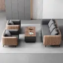 Wood Grain Leather Sofa - Maoters thumbnail 3