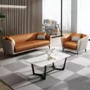 Luxury Leather Office Sofa – Compact Casual Orange thumbnail 4