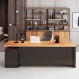 Industrial-Style Solid Wood Executive Desk - Maoters thumbnail 4