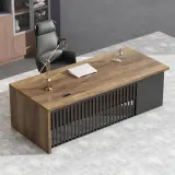 Industrial-Style Wood Executive Desk - Maoters thumbnail 3