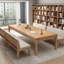 Minimalist Solid Wood Rectangular Conference Table - Maoters thumbnail 5