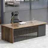Industrial-Style Wood Executive Desk - Maoters thumbnail 2
