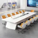 Large Rectangular White Lacquered Conference Table – Maoters thumbnail 4