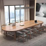Rounded Rectangle Wood Conference Table - Maoters thumbnail 3