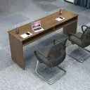 Modern Wood Office Desk with Open Shelf - Maoters thumbnail 2