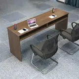 Modern Wood Office Desk with Open Shelf - Maoters thumbnail 2