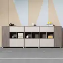 Modern Office Storage Cabinet with Open Shelves - Maoters thumbnail 2