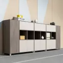 Modern Office Storage Cabinet with Open Shelves - Maoters thumbnail 3