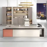 Modern-Style Color-Blocked Executive Desk - Maoters thumbnail 5