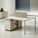 Modern Minimalist Staff Desk with Lock & Partition thumbnail 1