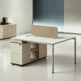 Modern Minimalist Staff Desk with Lock & Partition thumbnail 1