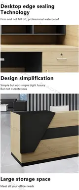 Modern Asymmetrical Wood Front Desk - Maoters thumbnail 8