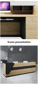 Modern Asymmetrical Wood Front Desk - Maoters thumbnail 9