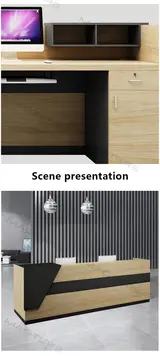 Modern Asymmetrical Wood Front Desk - Maoters thumbnail 9