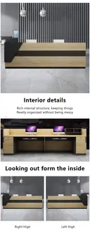 Modern Asymmetrical Wood Front Desk - Maoters thumbnail 10