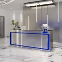 Modern Metal Reception Desk with LED Accent - Maoters thumbnail 2