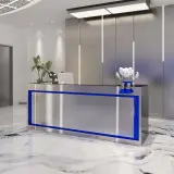 Modern Metal Reception Desk with LED Accent - Maoters thumbnail 2