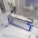 Modern Metal Reception Desk with LED Accent - Maoters thumbnail 3