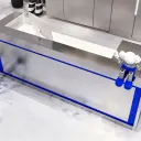 Modern Metal Reception Desk with LED Accent - Maoters thumbnail 8